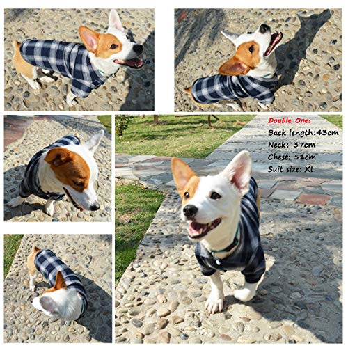 Koneseve Koneseve Dog Shirt Stylish Cozy Plaid T-Shirt for Small Dogs and Cats Perfect for Halloween and Christmas Costumes in Blue 3XL - View 7 of 7