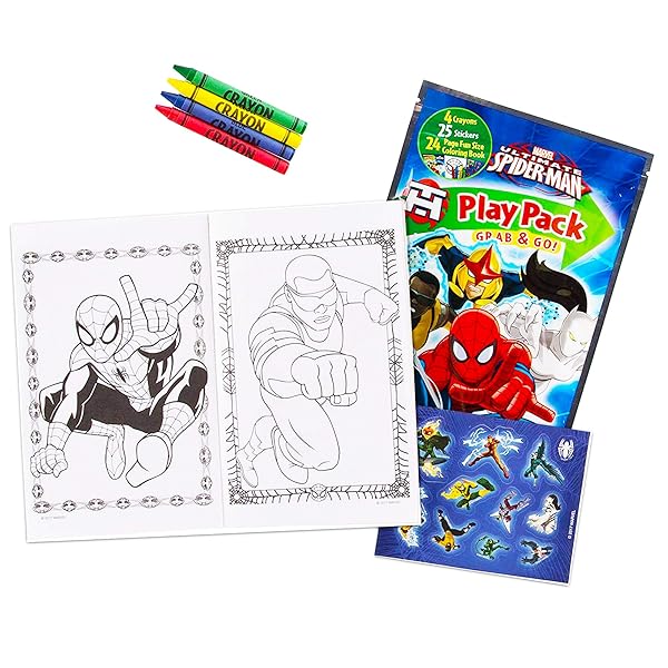 Bendon Set of 15 Spiderman Play Packs Fun Party Favors with Coloring Book Crayons Stickers and Loot Bags for Kids - View 3 of 5