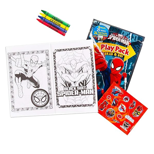 Bendon Set of 15 Spiderman Play Packs Fun Party Favors with Coloring Book Crayons Stickers and Loot Bags for Kids - View 4 of 5