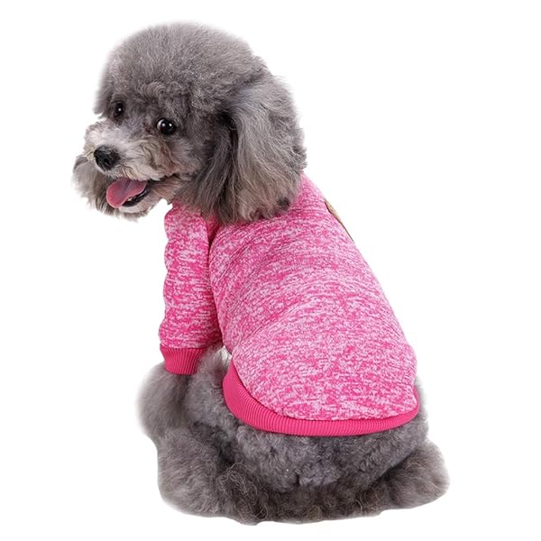 JECIKELON Jecikelon Dog Sweater Soft Winter Clothing for Small Dogs and Puppies Rose Red XXS