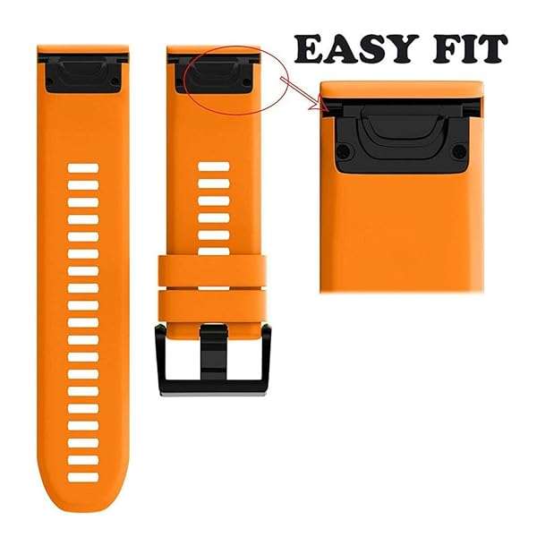 NotoCity NotoCity Compatible Fenix 5 Band 22mm Width Soft Silicone Watch Strap for Fenix 5 Plus/Fenix 6/Fenix 6 Pro/Fenix 7/exip/Forerunner 935/945/Approach S60/Quatix 5(Orange) - View 5 of 9