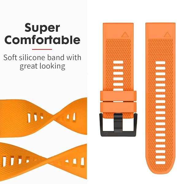 NotoCity NotoCity Compatible Fenix 5 Band 22mm Width Soft Silicone Watch Strap for Fenix 5 Plus/Fenix 6/Fenix 6 Pro/Fenix 7/exip/Forerunner 935/945/Approach S60/Quatix 5(Orange) - View 6 of 9