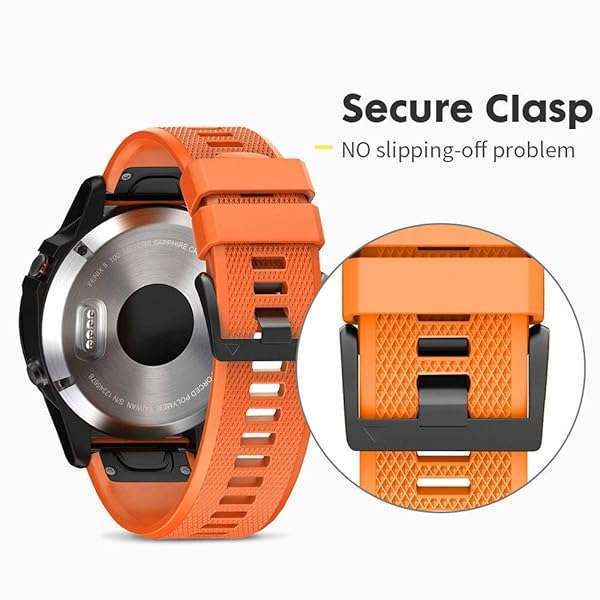 NotoCity NotoCity Compatible Fenix 5 Band 22mm Width Soft Silicone Watch Strap for Fenix 5 Plus/Fenix 6/Fenix 6 Pro/Fenix 7/exip/Forerunner 935/945/Approach S60/Quatix 5(Orange) - View 7 of 9