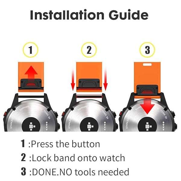NotoCity NotoCity Compatible Fenix 5 Band 22mm Width Soft Silicone Watch Strap for Fenix 5 Plus/Fenix 6/Fenix 6 Pro/Fenix 7/exip/Forerunner 935/945/Approach S60/Quatix 5(Orange) - View 8 of 9