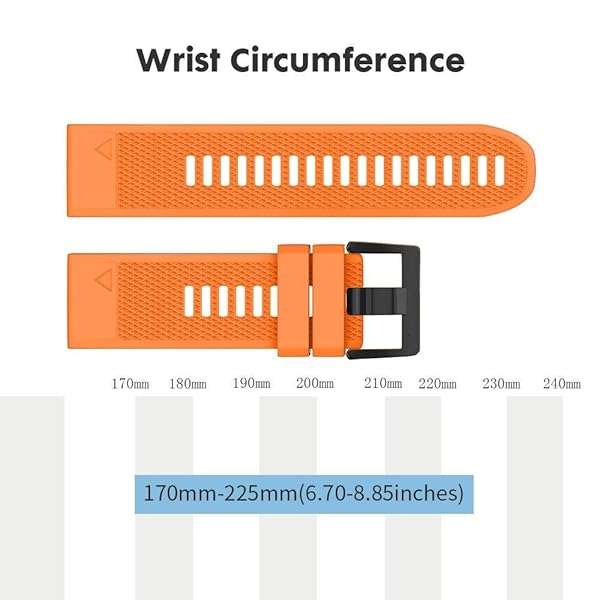 NotoCity NotoCity Compatible Fenix 5 Band 22mm Width Soft Silicone Watch Strap for Fenix 5 Plus/Fenix 6/Fenix 6 Pro/Fenix 7/exip/Forerunner 935/945/Approach S60/Quatix 5(Orange) - View 9 of 9