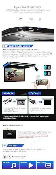 XTRONS "XTRONS 17.3" FHD Car Overhead Monitor - Ultra-Thin 1080P Roof-Mounted Screen with HDMI Port" - View 5 of 9