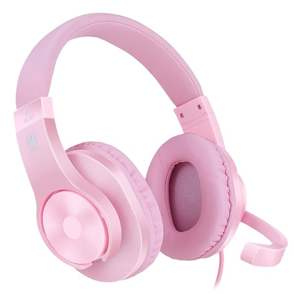 BlueFire BlueFire Kids Headphones for Online School Over Ear Gaming Headset with Microphone Volume Control for PS4 PS5 Xbox One Pink - View 2 of 8