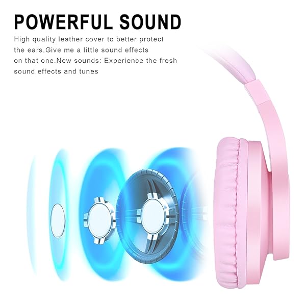 BlueFire BlueFire Kids Headphones for Online School Over Ear Gaming Headset with Microphone Volume Control for PS4 PS5 Xbox One Pink - View 3 of 8