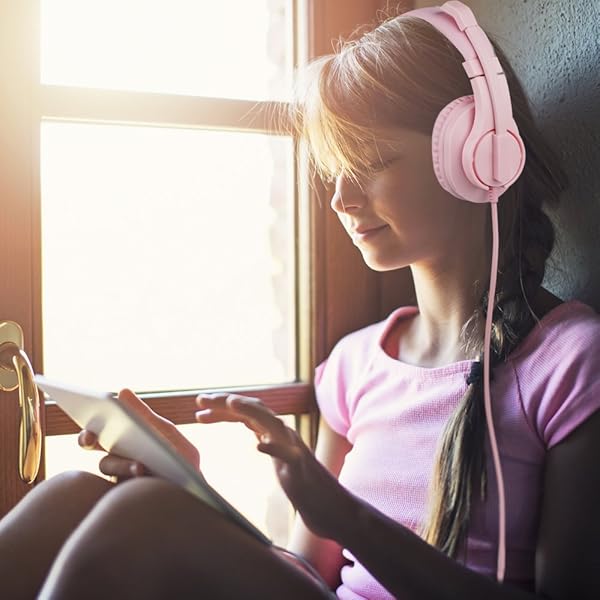 BlueFire BlueFire Kids Headphones for Online School Over Ear Gaming Headset with Microphone Volume Control for PS4 PS5 Xbox One Pink - View 6 of 8