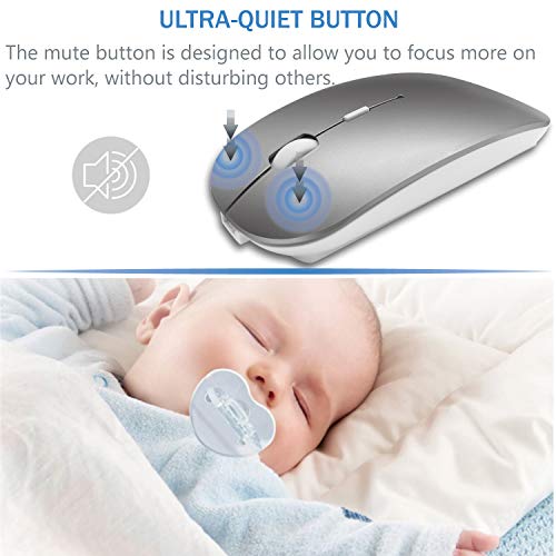 Tsmine Azmall Quiet Wireless Bluetooth Rechargeable Mini Gaming Mouse with 3 Adjustable DPI Levels for Computer Use - View 5 of 8