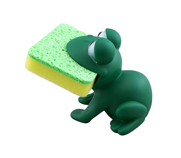 Dependable Products Animal Shape Kitchen Sponge Holder Green Frog Novelty Design Fun and Functional Kitchen Accessory - View 4 of 5