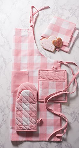 DII DII Unisex Buffalo Check Kitchen Collection Classic Farmhouse Chef Apron One Size Pink and White - View 6 of 8
