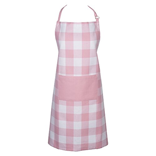 DII Unisex Buffalo Check Kitchen Collection Classic Farmhouse Chef Apron One Size Pink and White