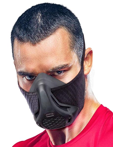 Sparthos Sparthos High Altitude Workout Mask for Gym Training Running Cycling Fitness Resistance O2 Lung Breathing Exercise Mask for Men Women Black Case