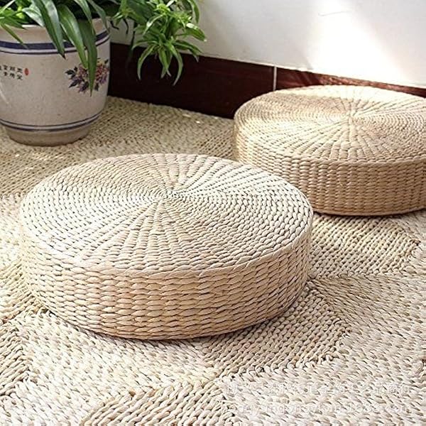 MAHAO MAHAO Eco-Friendly Japanese Handcrafted Padded Straw Floor Cushion - 40cm Tatami Seat Pad