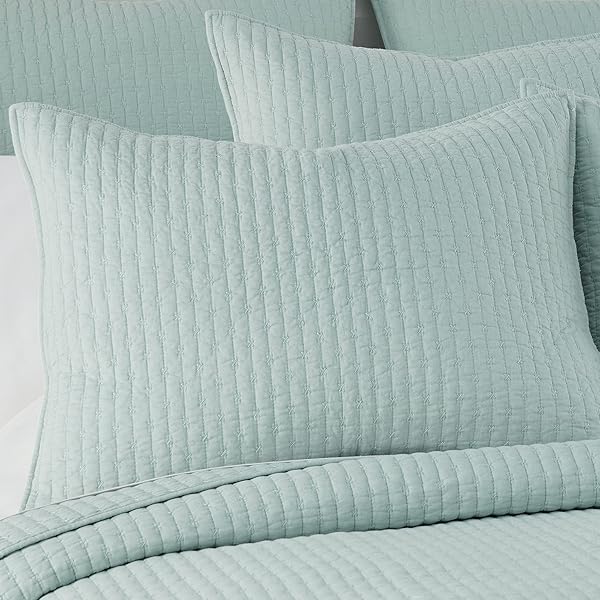 Levtex Home Levtex Home Cross Stitch Blue Haze King Quilt Set 100 Cotton Reversible with 2 King Shams 106x92in Perfect for Stylish Bedroom Decor - View 3 of 6