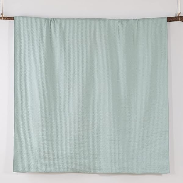 Levtex Home Levtex Home Cross Stitch Blue Haze King Quilt Set 100 Cotton Reversible with 2 King Shams 106x92in Perfect for Stylish Bedroom Decor - View 6 of 6