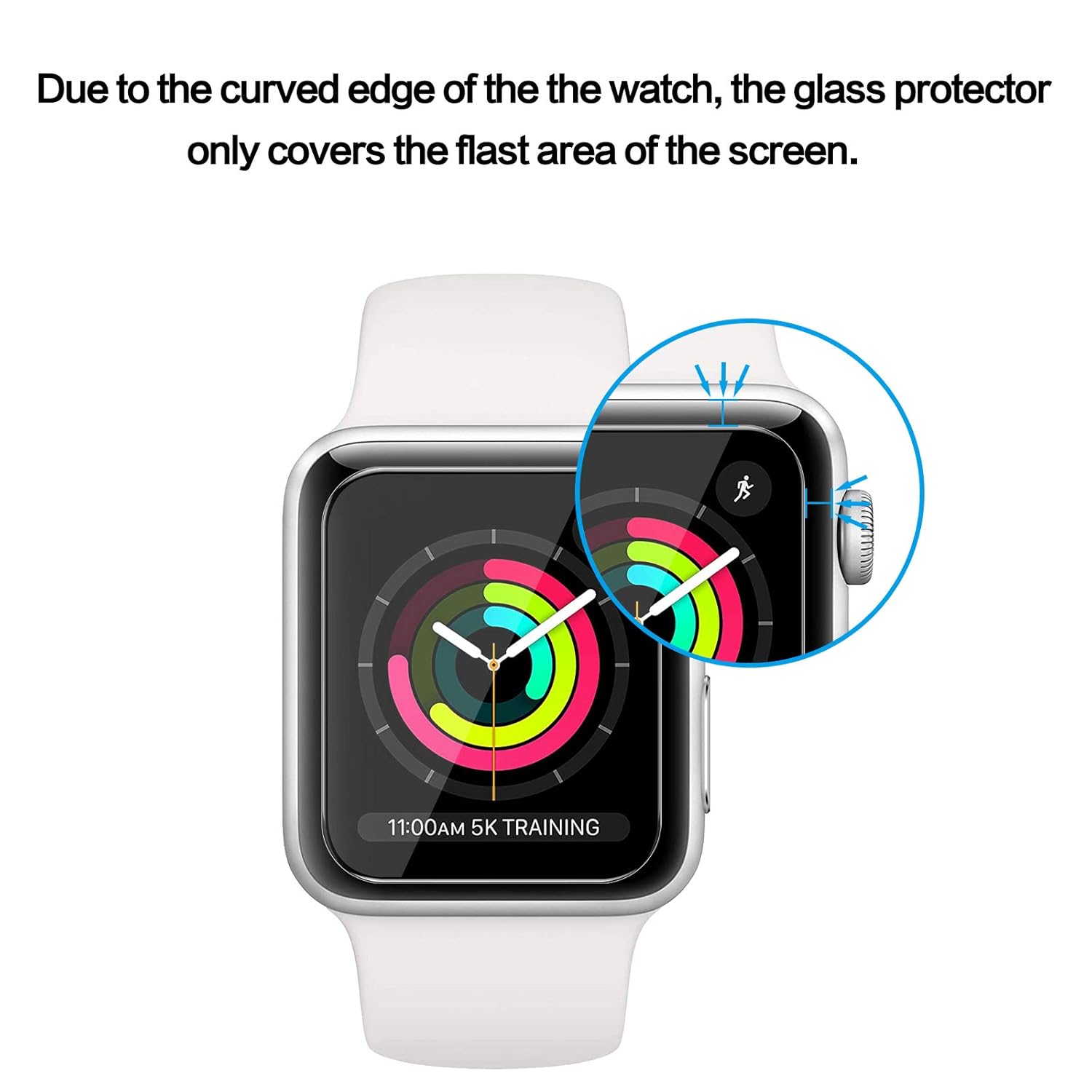 Fotbor Tourist 3 Pack Tempered Glass Screen Protector for Apple Watch 38mm Series 3 2 1 9H Hardness Anti-scratch Anti-fingerprint Easy Installation - View 4 of 5