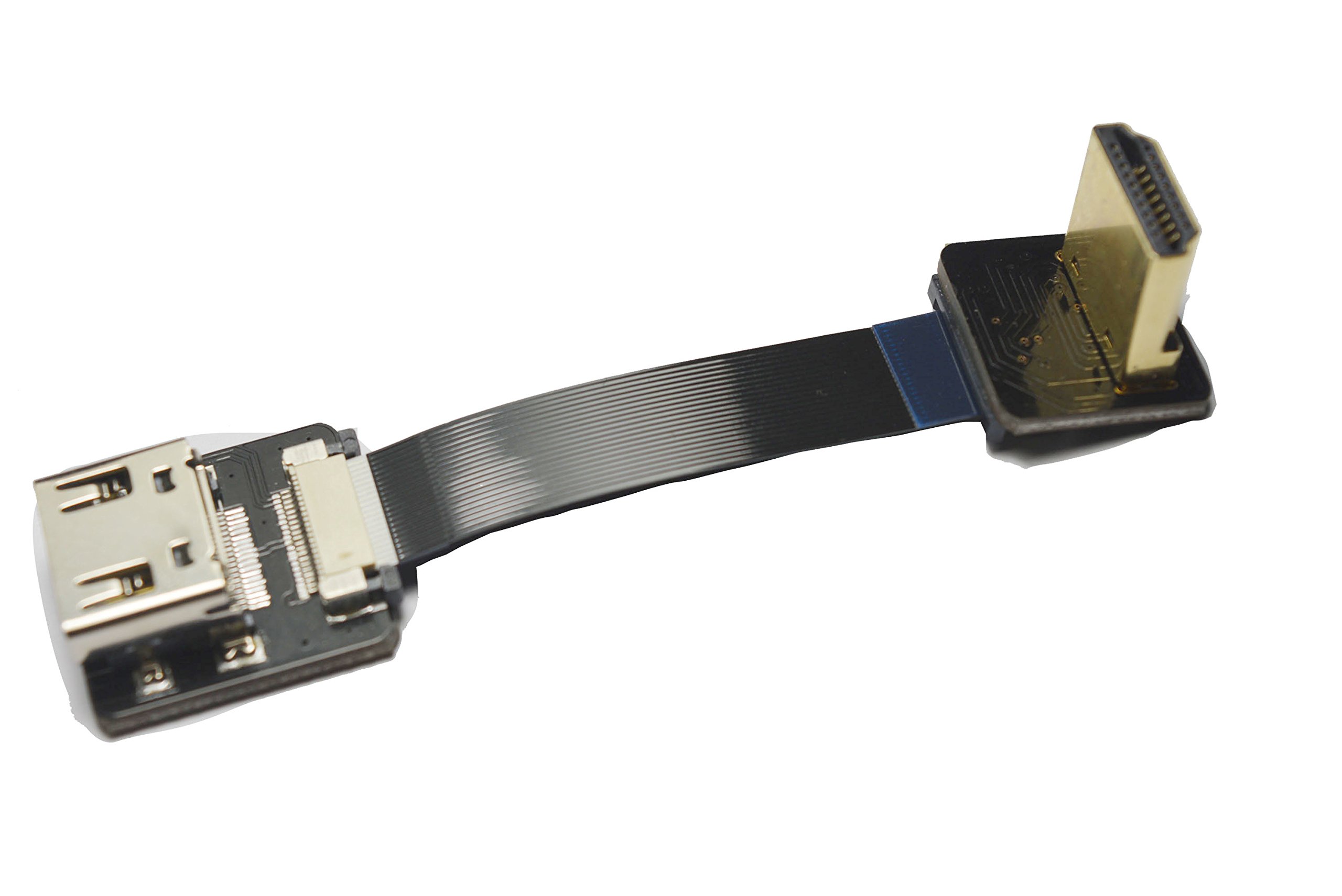 Short Flat Slim HDMI Cable 90 Degree Female to Male for RED Blackmagic BMCC Sony FS7 Canon C300 5CM