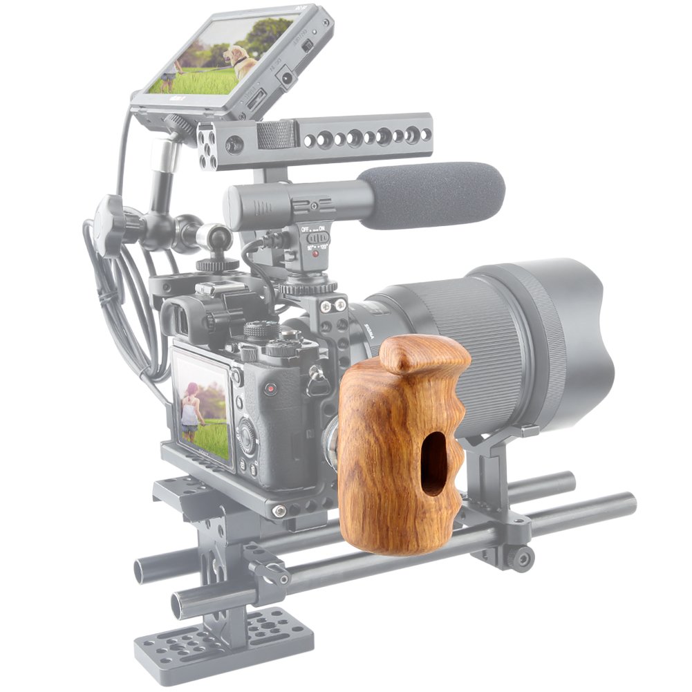NICEYRIG NICEYRIG Wooden Handle Grip Right Side for Nikon Panasonic Canon Camera Cage Rig Shoulder Mount Support - View 8 of 8