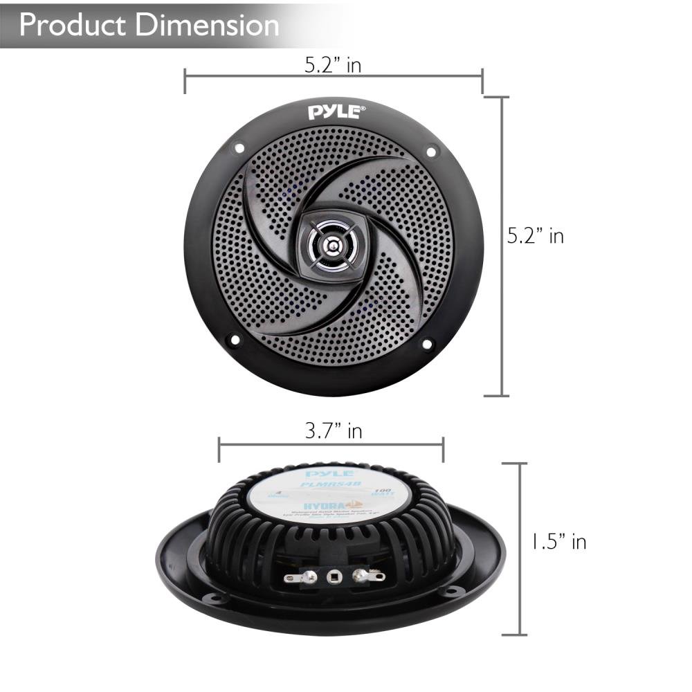 Waterproof Marine Speakers Low Profile Slim Style 4 Inch 100 Watt Speaker Pair Plmrs4B - View 3 of 7