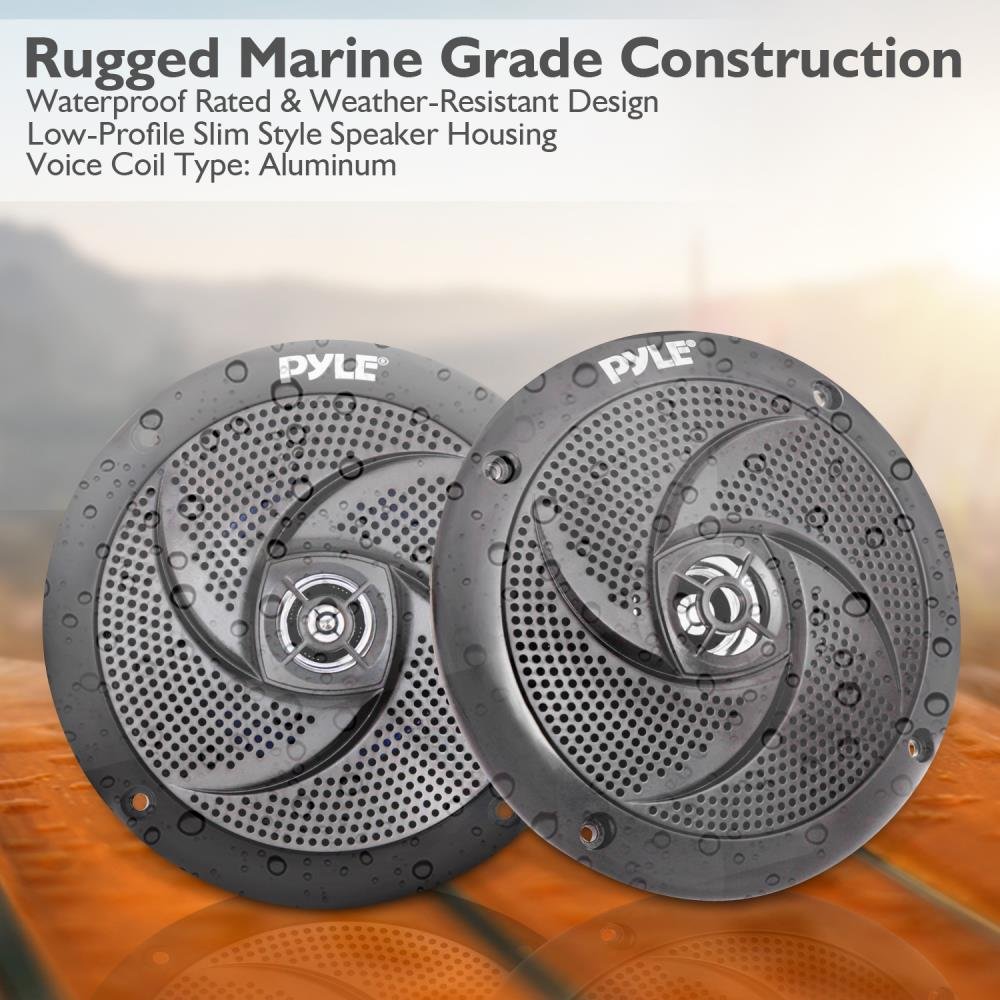 Waterproof Marine Speakers Low Profile Slim Style 4 Inch 100 Watt Speaker Pair Plmrs4B - View 4 of 7