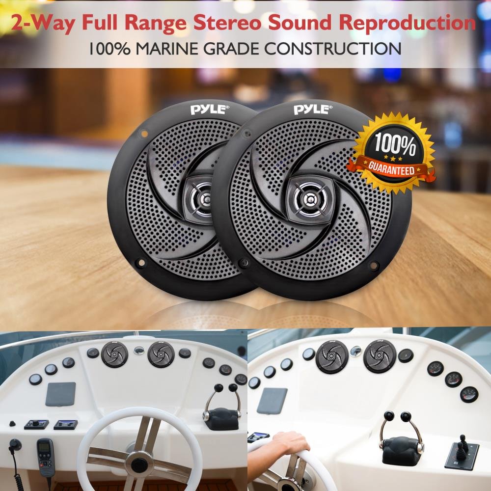 Waterproof Marine Speakers Low Profile Slim Style 4 Inch 100 Watt Speaker Pair Plmrs4B - View 6 of 7