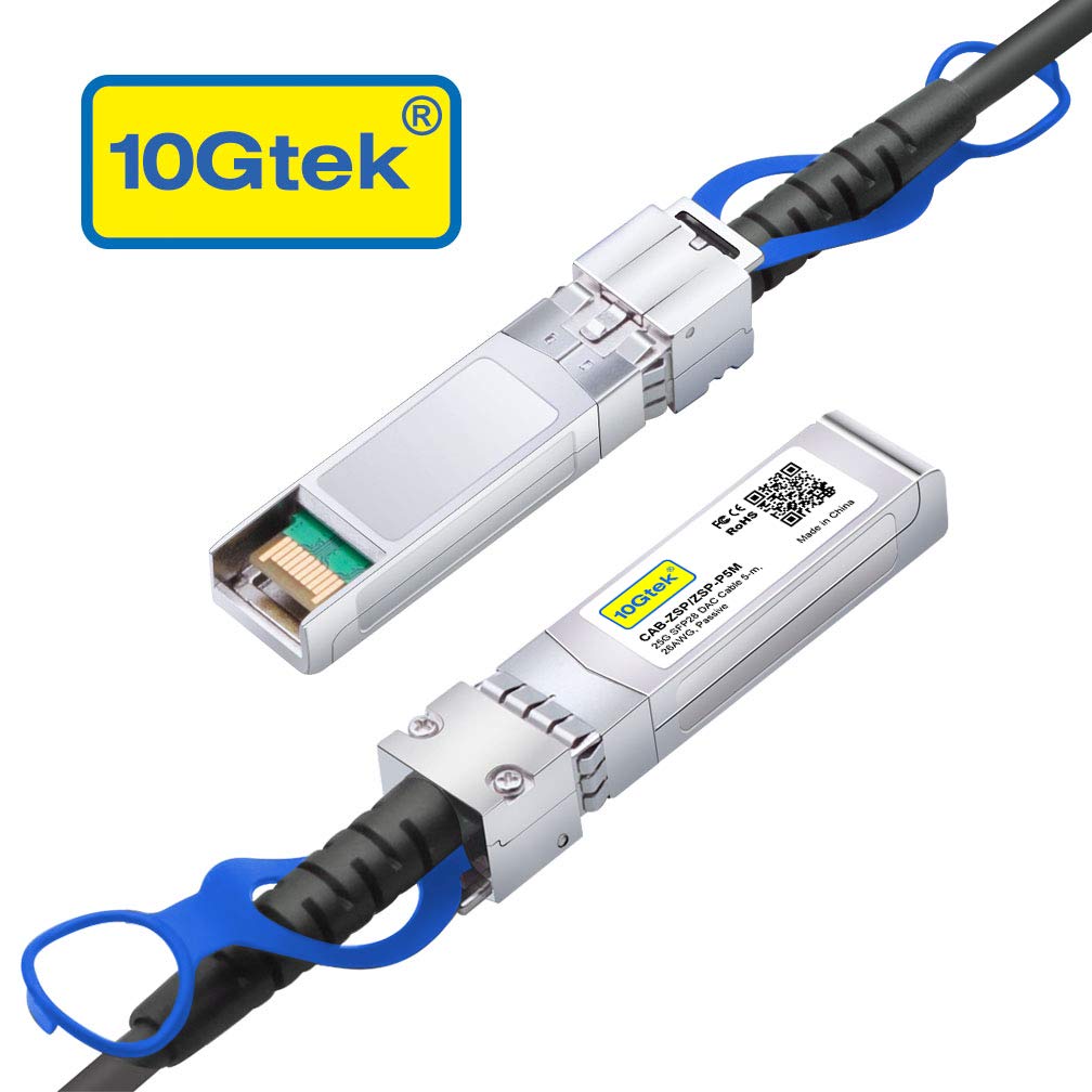 10Gtek 25G SFP28 SFP+ DAC Cable 25GBASE-CR Passive Direct Attach Copper Twinax Cable 5 Meter for Cisco Ubiquiti Supermicro and More - View 2 of 9