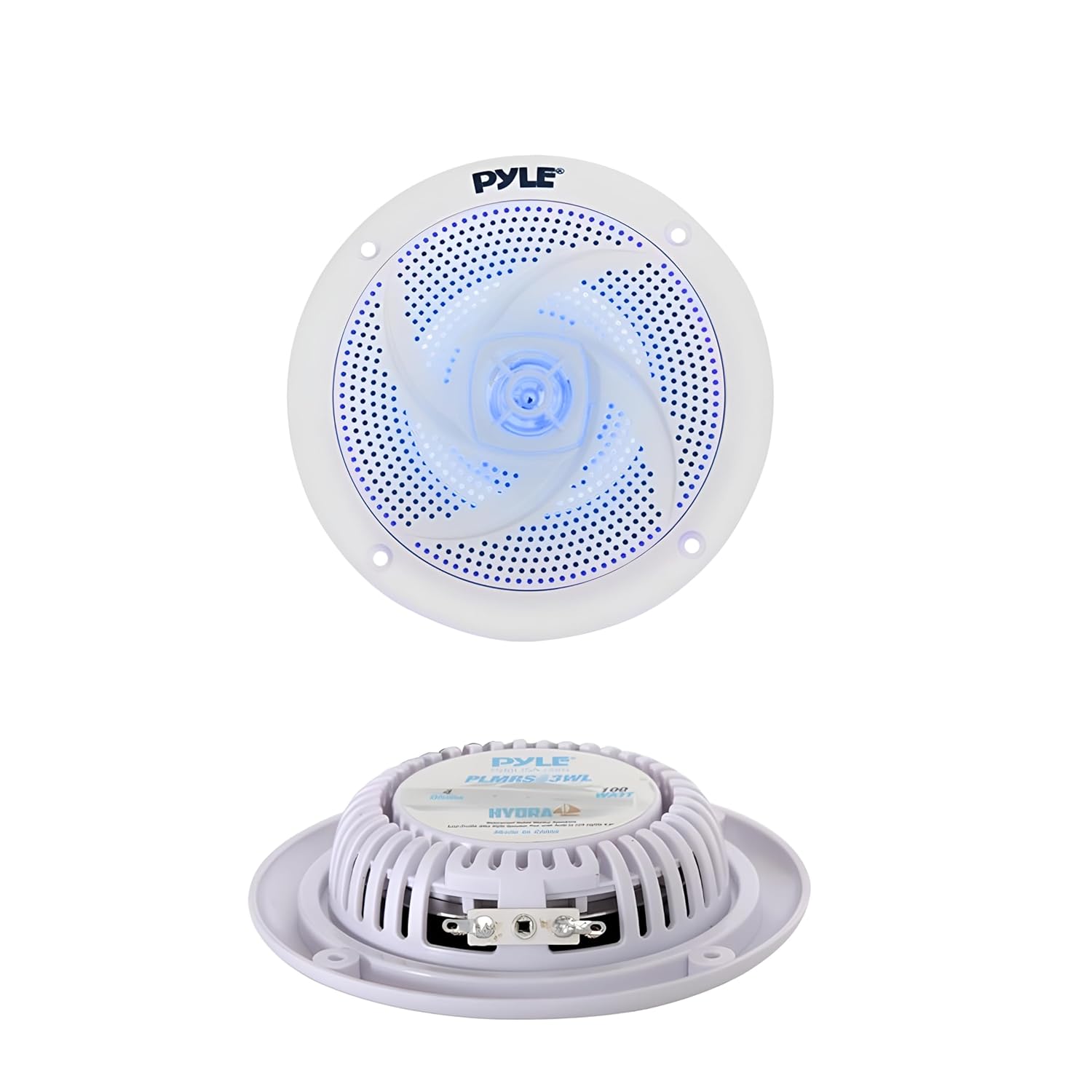 Pyle Pyle Marine Speakers 4 Inch Waterproof Outdoor Audio System with LED Lights 100 Watt Power Low Profile Slim Style 1 Pair PLMRS43WL White - View 3 of 7