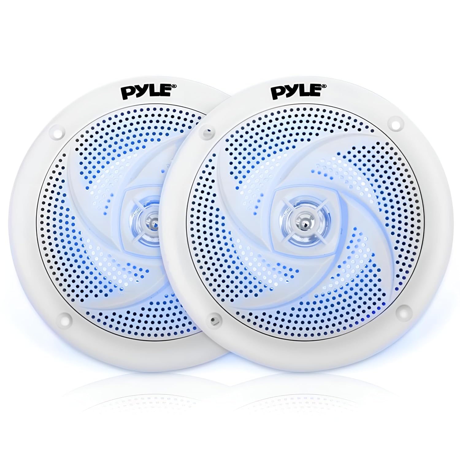 Pyle Pyle Marine Speakers 4 Inch Waterproof Outdoor Audio System with LED Lights 100 Watt Power Low Profile Slim Style 1 Pair PLMRS43WL White