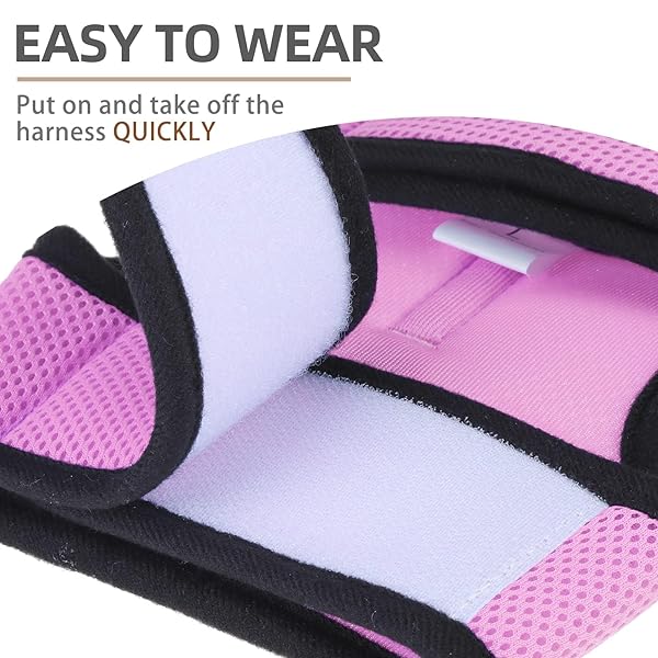 PUPTECK PUPTECK Soft Mesh Cat Vest Harness and Leash Set Escape Proof for Small Dogs and Cats Pink Large - View 4 of 6