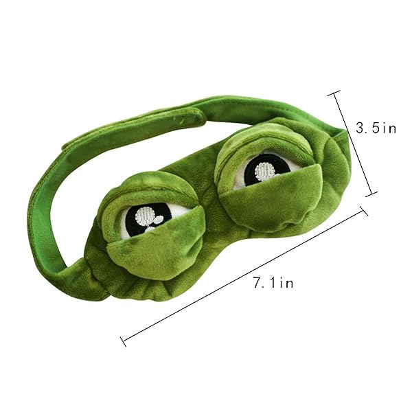 Aisa Aisa 3D Frog Cute Cartoon Design Soft Plush Eye Mask for Travel and Office Use Green - View 2 of 7