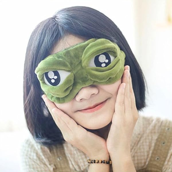 Aisa Aisa 3D Frog Cute Cartoon Design Soft Plush Eye Mask for Travel and Office Use Green - View 3 of 7