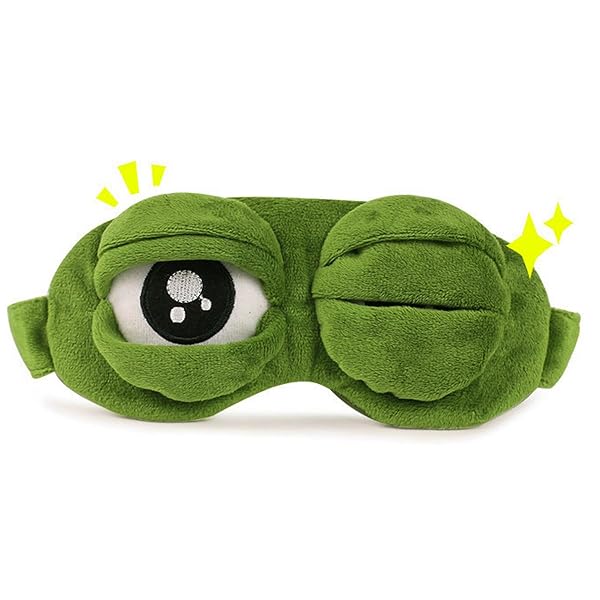 Aisa Aisa 3D Frog Cute Cartoon Design Soft Plush Eye Mask for Travel and Office Use Green - View 5 of 7