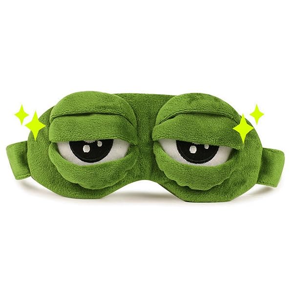 Aisa Aisa 3D Frog Cute Cartoon Design Soft Plush Eye Mask for Travel and Office Use Green - View 6 of 7