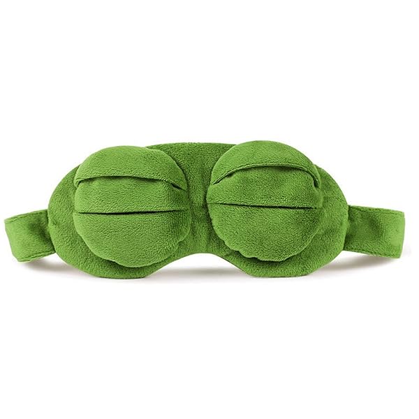 Aisa Aisa 3D Frog Cute Cartoon Design Soft Plush Eye Mask for Travel and Office Use Green - View 7 of 7