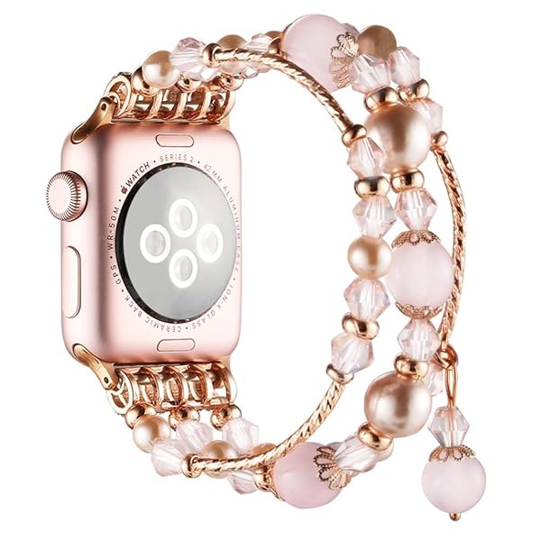 Simpeak Handmade Beaded Band for Apple Watch Series 10 9 8 7 6 SE 5 4 3 2 1 Women Elastic Bracelet 46mm 45mm 44mm 42mm