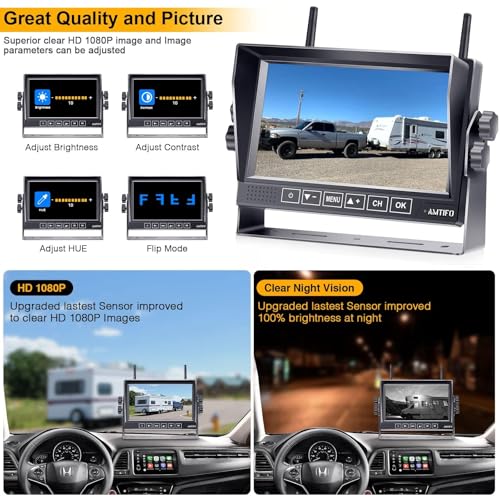 AMTIFO RV Backup Camera Wireless Easy Install for Furrion Pre-Wired RVs with 7 Inch HD Monitor 1080P DVR Night Vision IP69K Waterproof AMTIFO A7 - View 4 of 8