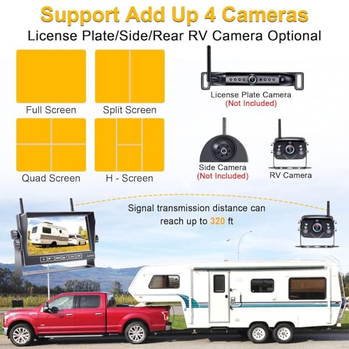 AMTIFO RV Backup Camera Wireless Easy Install for Furrion Pre-Wired RVs with 7 Inch HD Monitor 1080P DVR Night Vision IP69K Waterproof AMTIFO A7 - View 5 of 8