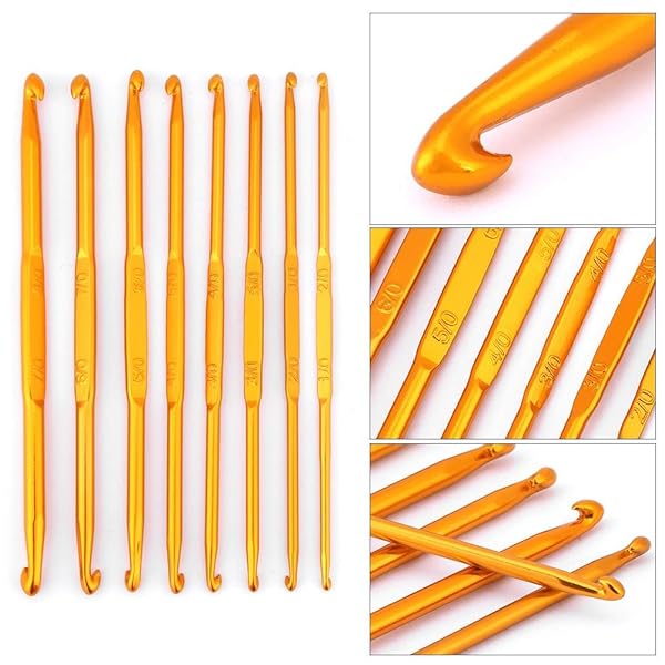 Walfront 8-Piece Golden Aluminum Crochet Hooks Set with Handles - Perfect for Weaving & Crafting - View 5 of 10