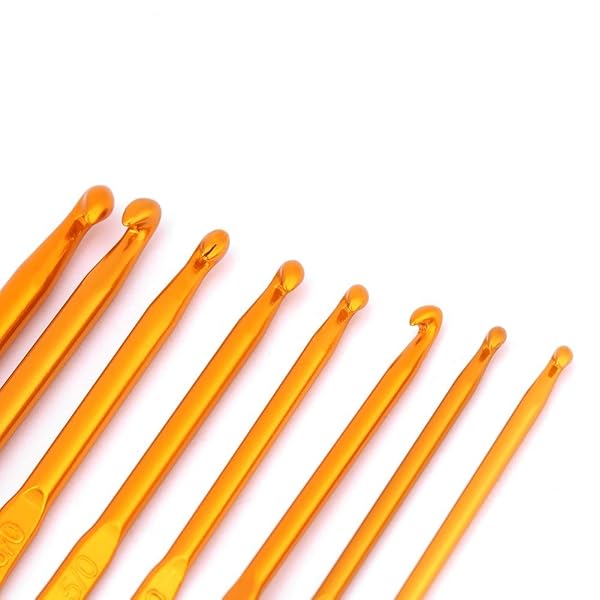 Walfront 8-Piece Golden Aluminum Crochet Hooks Set with Handles - Perfect for Weaving & Crafting - View 8 of 10