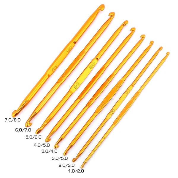 Walfront 8-Piece Golden Aluminum Crochet Hooks Set with Handles - Perfect for Weaving & Crafting - View 10 of 10