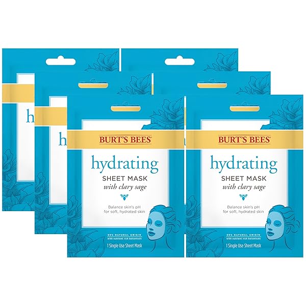 Burt's Bees Burt's Bees Hydrating Face Mask with Clary Sage - 6 Count Sheet Masks for Deep Hydration