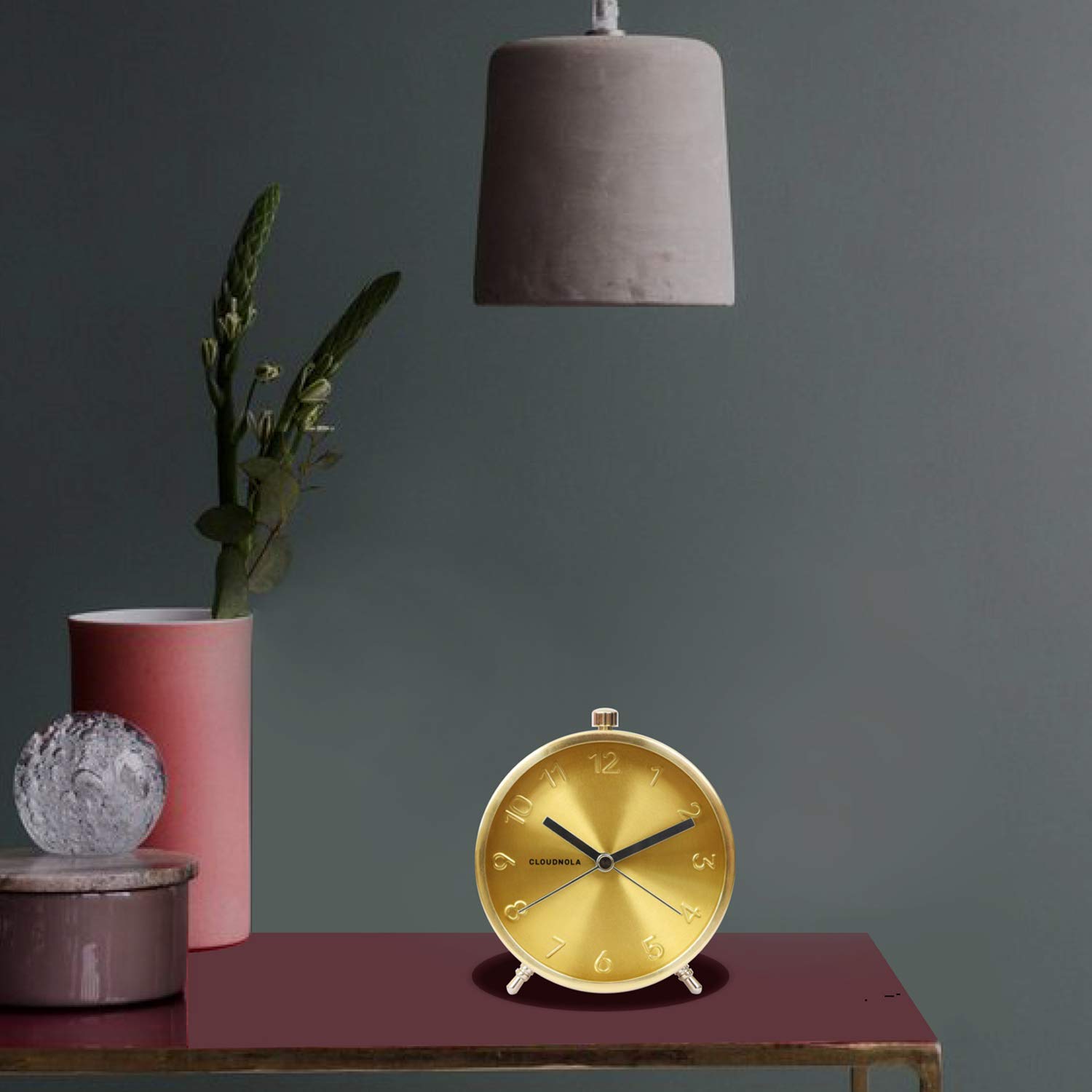 Cloudnola Glam Metal Gold Alarm Clock 4.3 Inch Battery Operated Silent Non Ticking Quartz Movement Home Decor - View 5 of 6