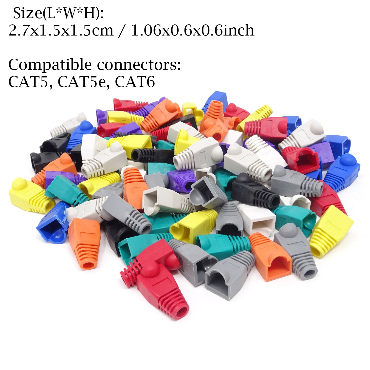 Honbay 100PCS Plastic RJ45 Ethernet Cable Strain Relief Boots in 10 Colors for CAT5 CAT5e CAT6 Connectors - View 4 of 6