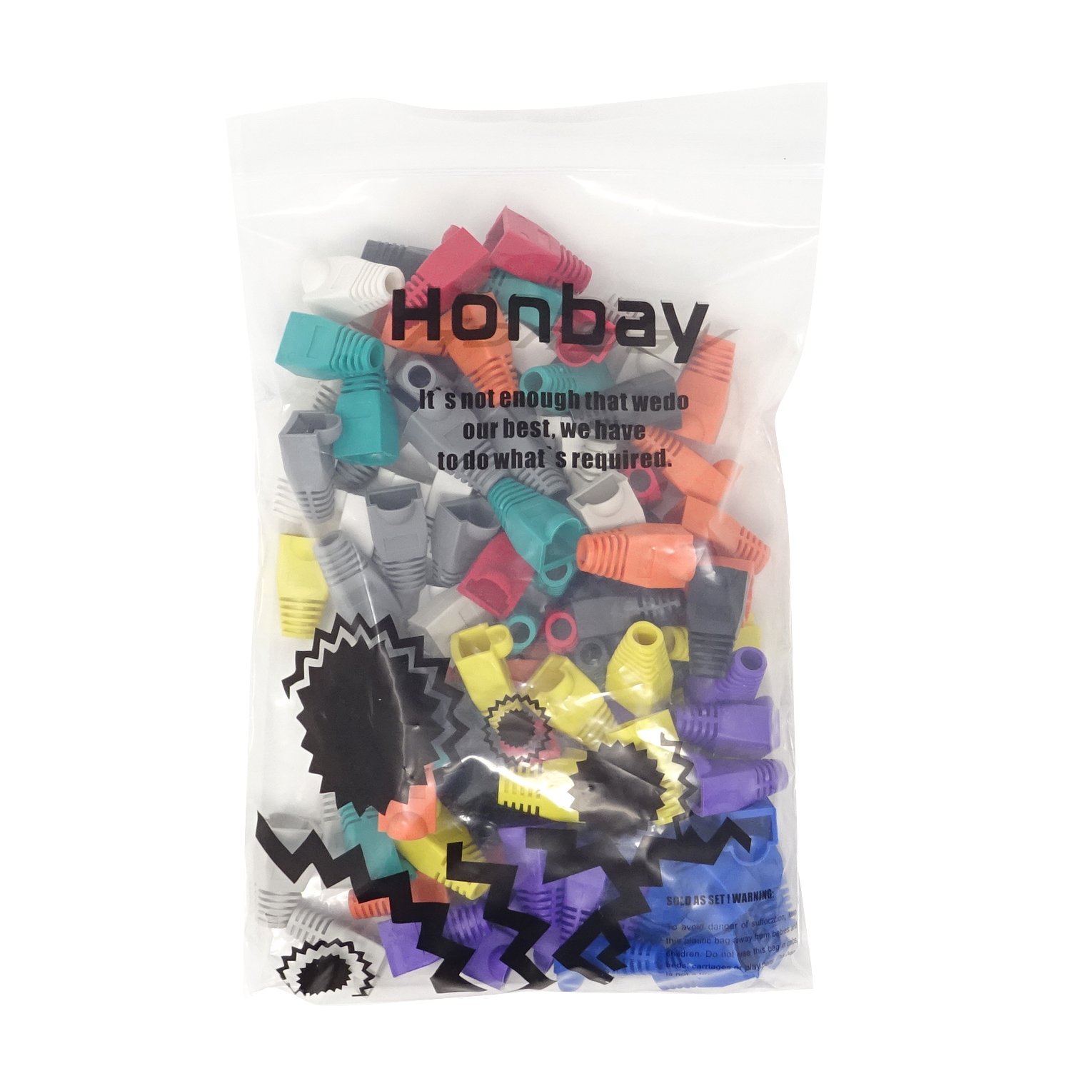 Honbay 100PCS Plastic RJ45 Ethernet Cable Strain Relief Boots in 10 Colors for CAT5 CAT5e CAT6 Connectors - View 6 of 6