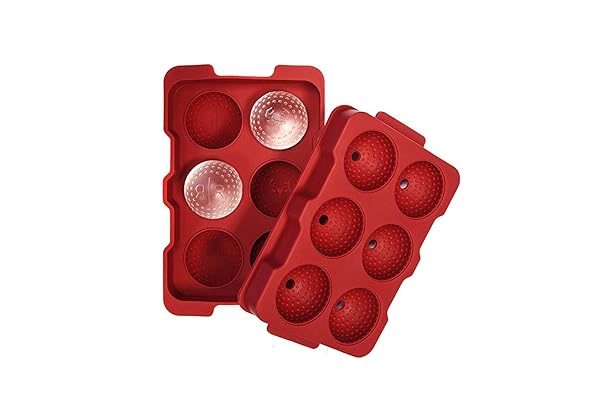 Rival and Revel Rival and Revel R|R Rocks Golf Ball Ice Maker - 6 Ball Tray in Red, Perfect for Parties!