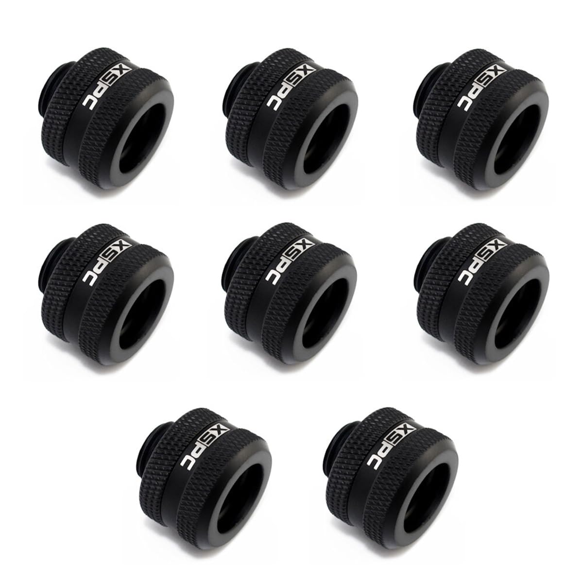 XSPC G1/4 to 10mm ID 14mm OD Rigid Tubing Fitting Matte Black 8-Pack for Metal and PETG Tubing