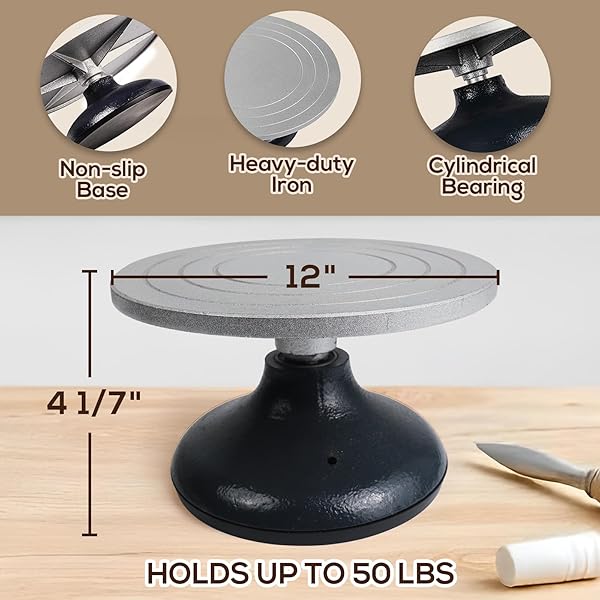 Falling in Art Falling in Art 12-Inch Heavy Duty Pottery Wheel for Adults - Perfect for Decorating & Banding - View 3 of 10