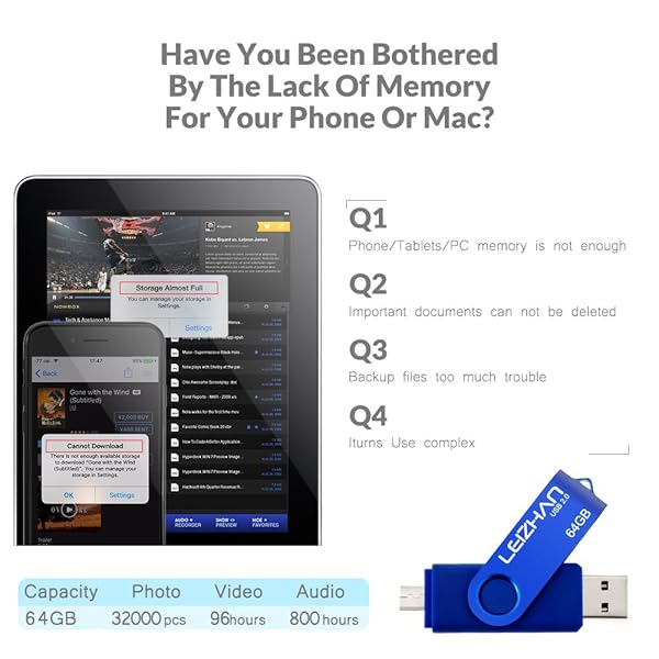 leizhan LEIZHAN 64GB Micro USB Flash Drive OTG for Android Phones Samsung Xiaomi LG Sony OnePlus HTC Meizu USB 2.0 Memory Stick - View 6 of 9